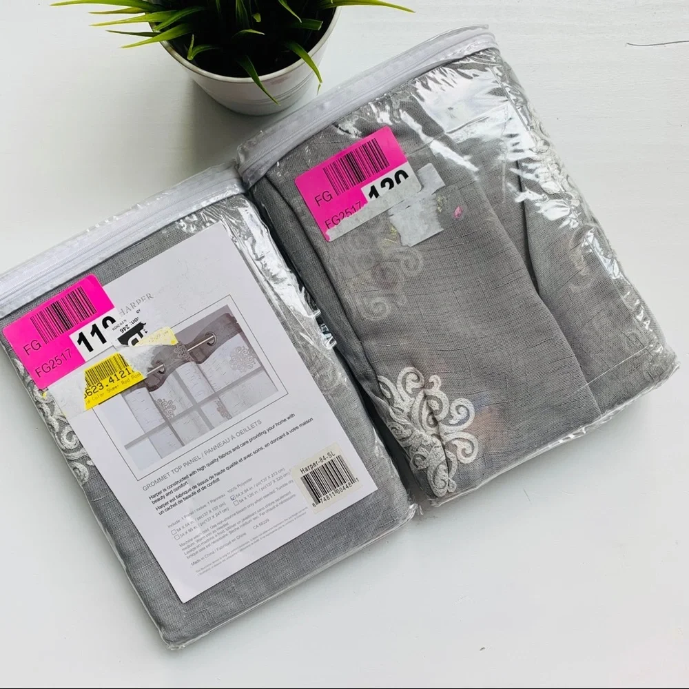 HARPER Canora Grey Noyes Sheer Grommet Curtains Panels Pair 2 54 x 84 NEW NIP